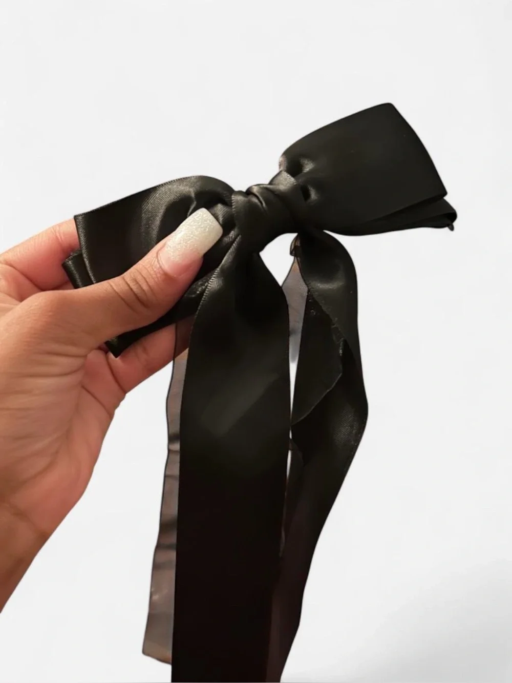 Black Satin Bow Hair Clip - Women Accessories
